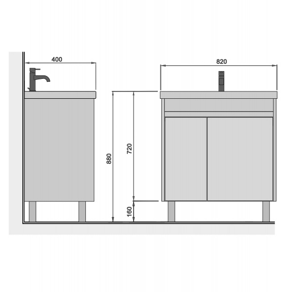 Тумба Мойдодыр Olive 80-U с умывальником Sempre 80 подвесная/напольная