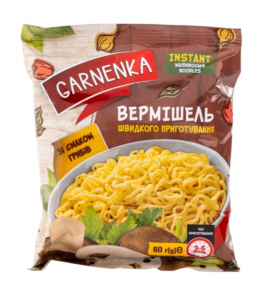 Вермишель Garnenka быстрого приготовления со вкусом грибов 