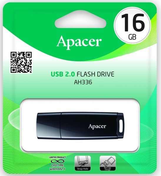 Флеш-память Apacer AH336 16 ГБ USB 2.0 black (AP16GAH336B-1) 