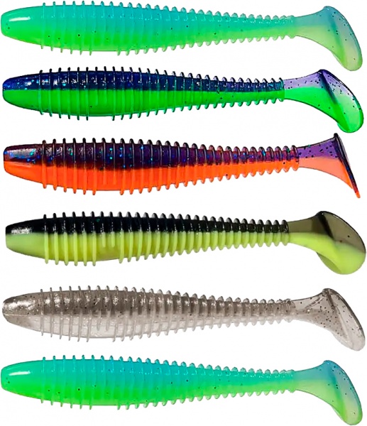 Силікон Wist XW-3.3/2 MIX3 83,82 мм 6 шт. віброхвіст двокольоровий FAT XWIST 3.3