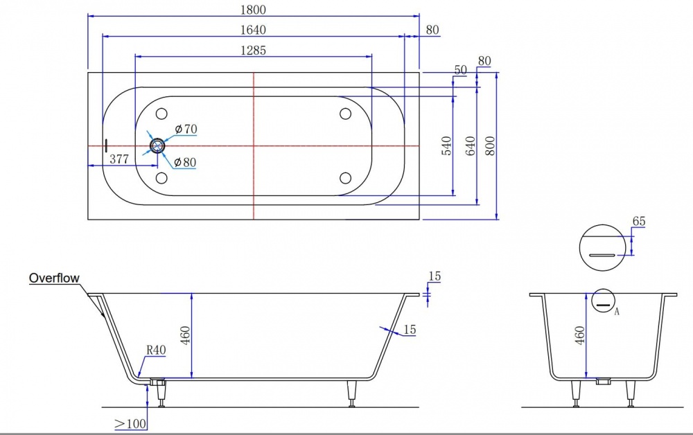 Ванна ScandiSPA 180х80 см EDDA из акрилового камня Corian