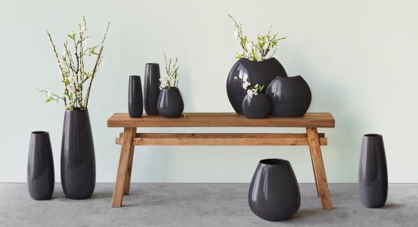 Ваза керамическая черная Ease 18x9 см ASA