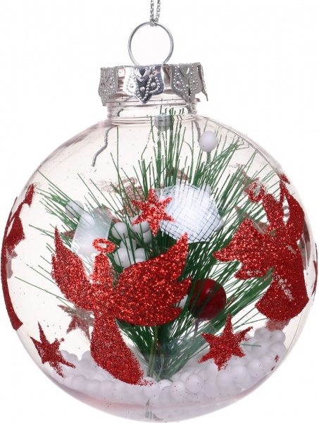 Декоративная подвеска Шар с декором 8x10 см прозрачный NY21053