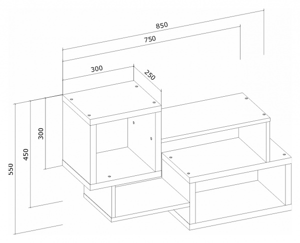 Полка Грейд Микс Премиум 850x550x250 мм дуб крафт золотой/нимфея альба 