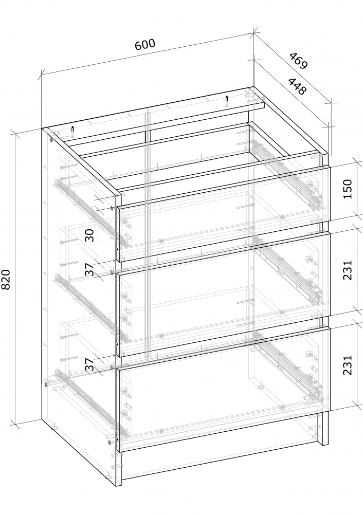 Тумба нижня НЯП 60/82 (1+2) МС Сніжана білий/дуб сонома Грейд