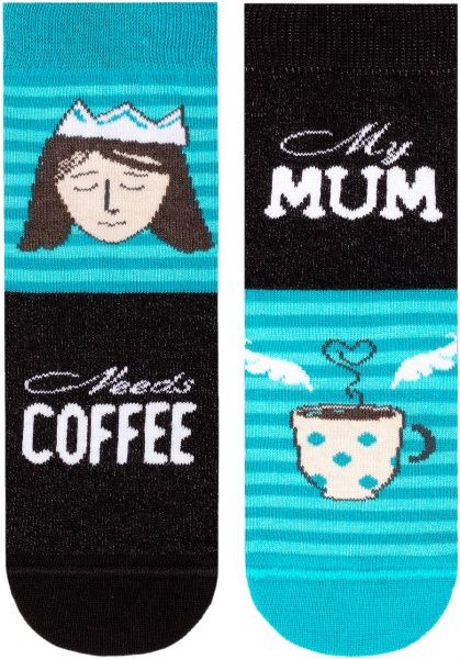 Носки детские Conte-Kids CK (ВЕСЕЛЫЕ НОЖКИ) рис.337 17С-10СП р.18 черно-бирюзовый с рисунком 