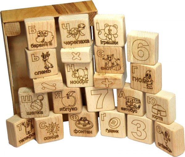 Азбука ArinWOOD и арифметика деревянные кубики
