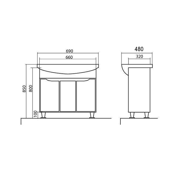 Тумба підлогова Aqua Rodos Родорс 70 с умывальником Runa АР000040362