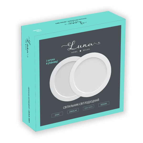 Світильник світлодіодний LUNA HOME DL24 R Ø216 мм 2 шт. 24 Вт білий 5000 К 