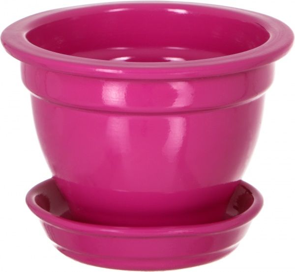 Горшок керамический Ориана-Запорожкерамика Фиалочниця глянец круглый 0,5л малиновый (035-0-015) 