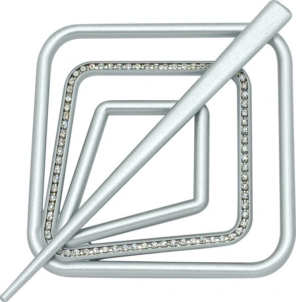 Заколка Квадрат Еліт 85х85 мм срібло В0021-4 MISLT