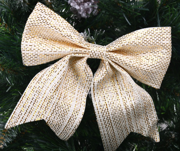 Декорация новогодняя бант 18х20 см золотой