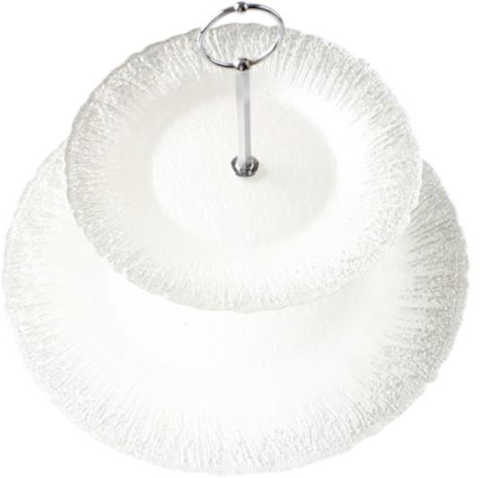 Фруктовница двухъярусная Dekor Cam Flash 32,5/21,5 см белый