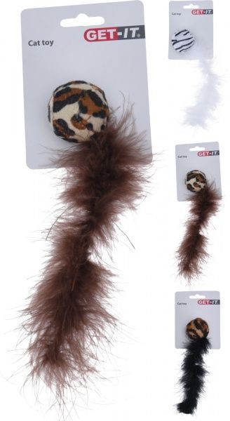 Игрушка для котов дразнилка с перьями 25 см