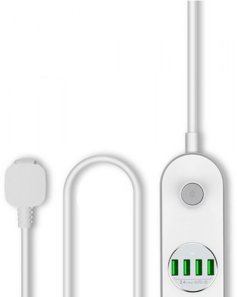 Мережевий фільтр ColorWay із заземленням 4 гн. білий 2 м CW-CHE44W 