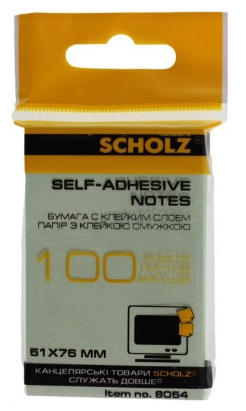 Бумага для заметок с липким слоем 51х76 мм 100 лист. цвет в ассортименте 8054 SCHOLZ