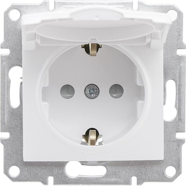 Розетка с заземлением Schneider Electric Sedna 16 А 250 В с крышкой белый SDN3100121