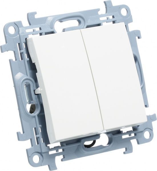 Вимикач двоклавішний Simon 10 з підсвіткою 10 А 250В білий CW5BL.01/11