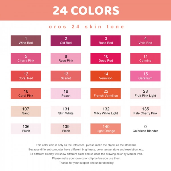 Набір маркерів Arrtx Oros ASM-03RD 24 кольори червоні відтінки LC302536 