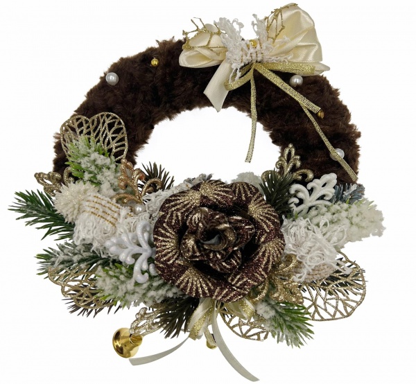 Вінок новорічний № 4 з текстилем d150 мм 