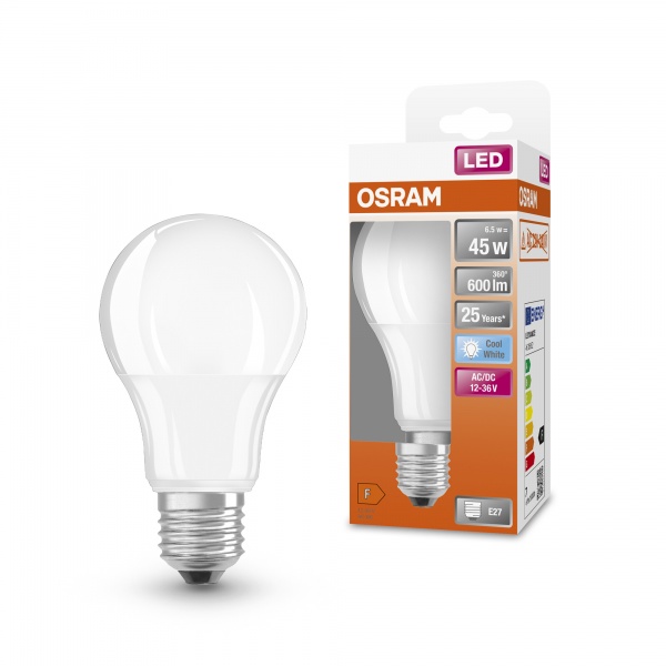 Лампа светодиодная Osram 6,5 Вт CLA60 матовая E27 12 В 4000 К 