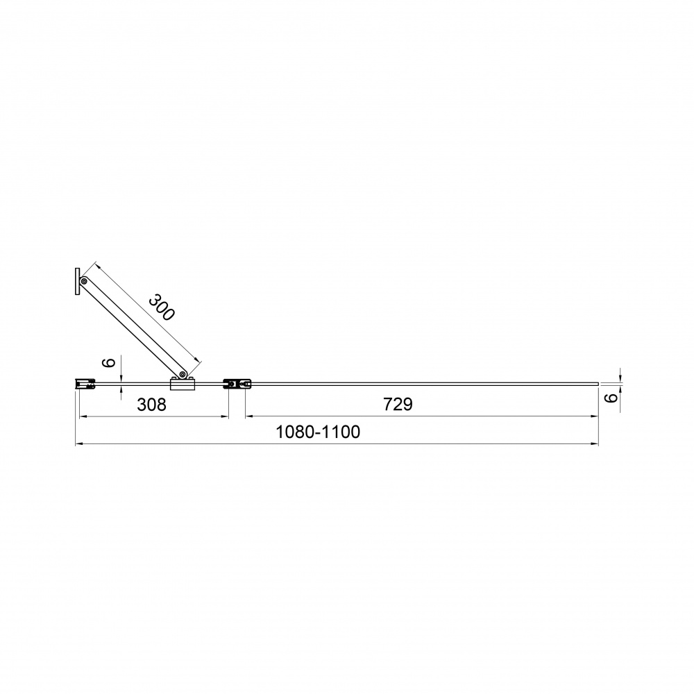 Шторка для ванны Koller Pool Dakota 1100х1400 мм black matt, скло 6 мм clear