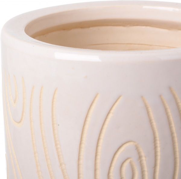 Горщик Viet Thanh Ceramic з блюдцем циліндр з різьбою 13х12 см VT.11155-3 круглий білий 