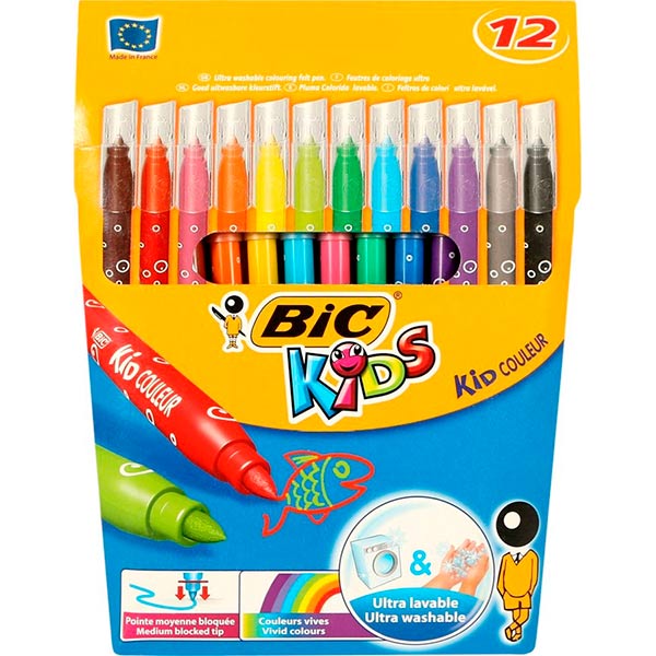Фломастеры Kid couleur 12 шт 841798 BIC