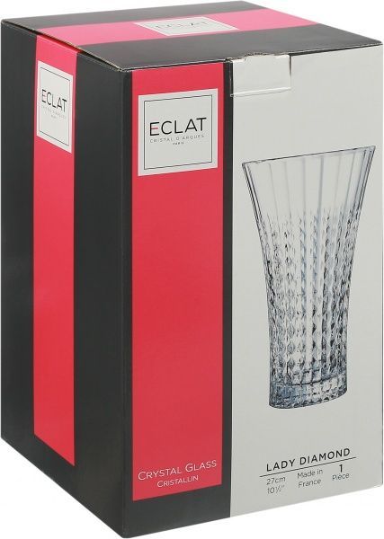Ваза стеклянная прозрачная Lady Diamond 27 см L9752 Eclat