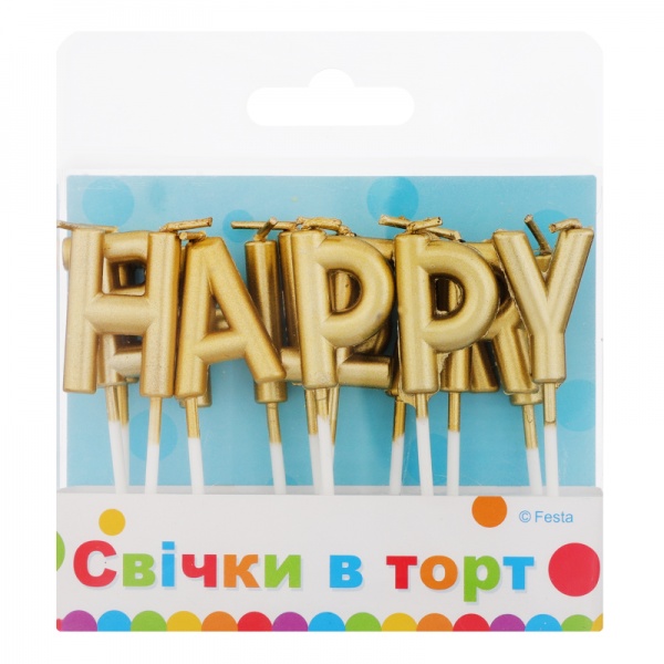 Свечи для торта Буквы Металлик Ві та Ві 13 шт. 