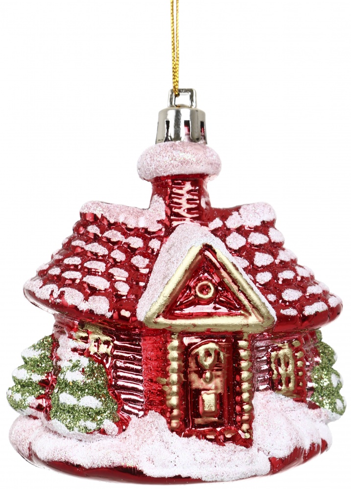 Набір ялинкових іграшок хатинка 3 кольори 8 см 2 шт./уп.