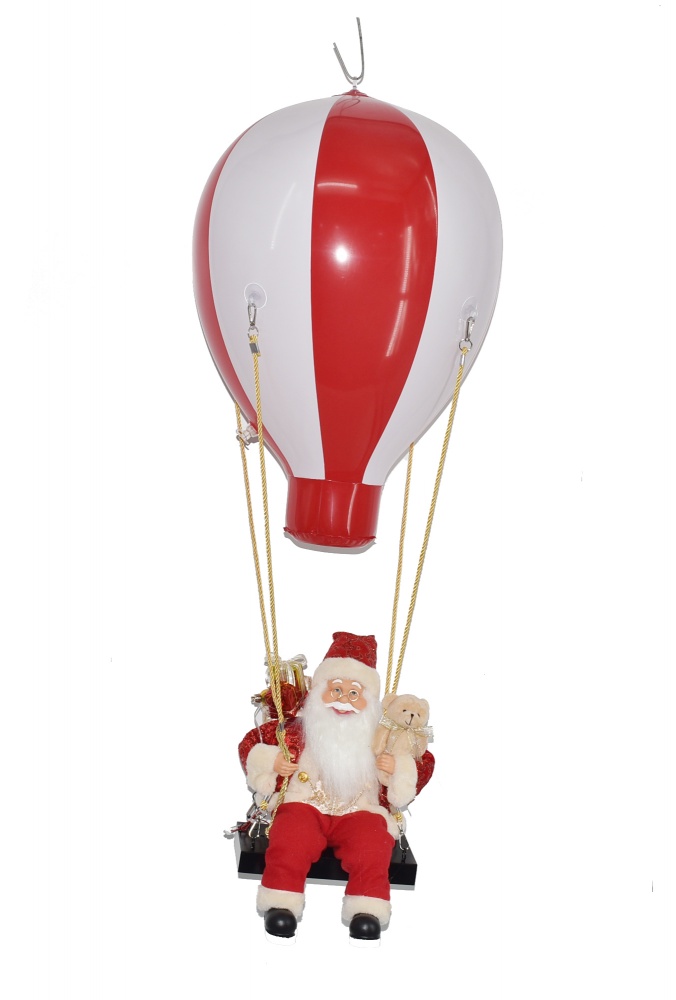 Декорация новогодняя Санта на музыкальный воздушный шар 65 x 175см Красный 3 x AAA