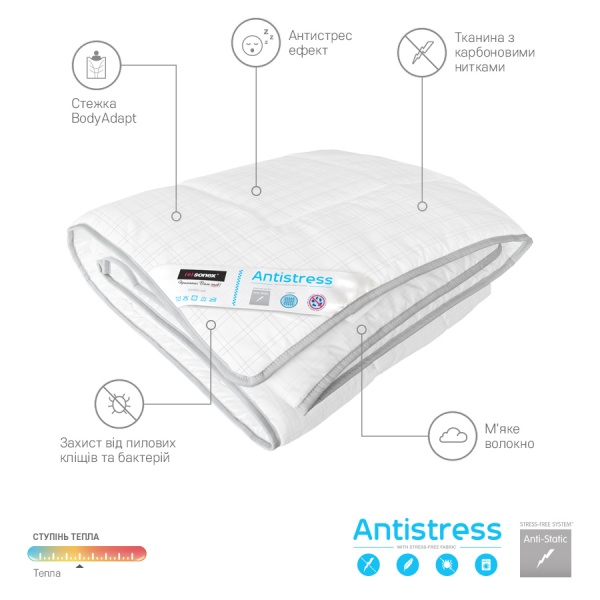 Ковдра Antistress Карбон Антибактеріальна 140x205 см Sonex