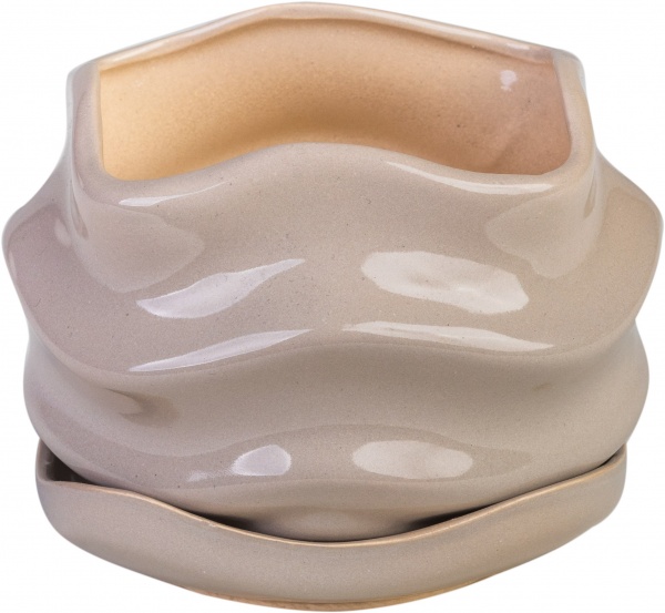 Вазон керамічний Eterna PT 201-0,9 фігурний 1 л сірий кварц 