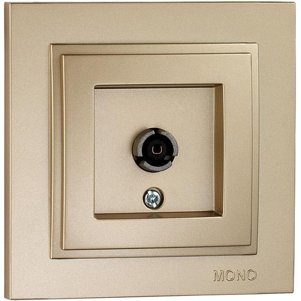 Розетка TV прохідна із заземленням Mono Despina без шторок без кришки титан 102-222205-137