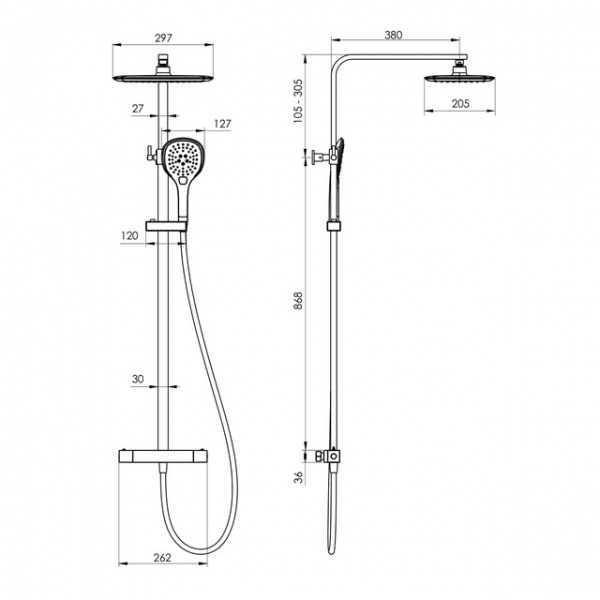 Душевая система Imprese Centrum T-15300LT с термостатом