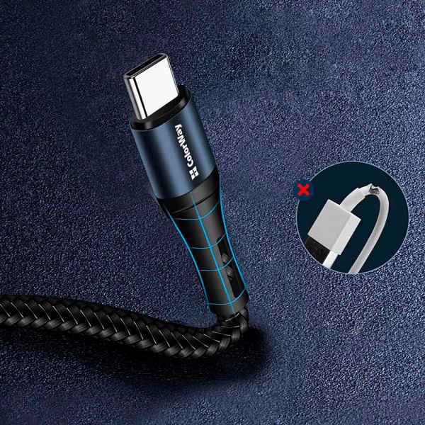 Кабель ColorWay USB - Type-C (nylon) 2.4 А 1 м черный (CW-CBUC045-BK) 
