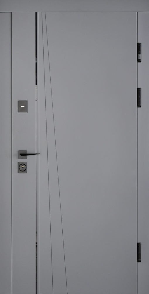 Дверь входная Abwehr КС (562+544) 086L (АСФ)+(СМБ) зеркало асфальт / белый супермат 2050х860 мм левая