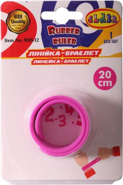 Линейка-браслет 20 см 9028-12 розовая CLASS