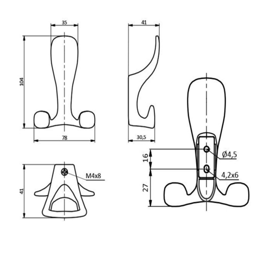 Гачок GTV Toledo A0 алюміній