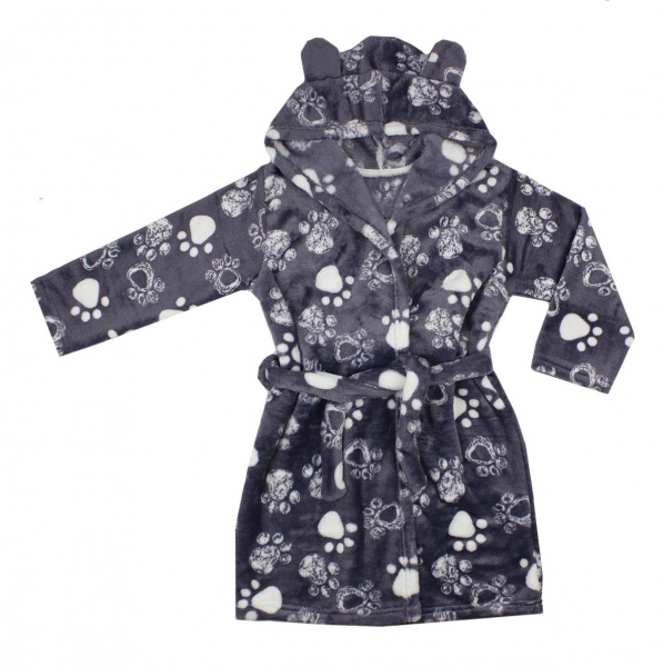 Халат унісекс Luna Kids Лапки р.98-104 сірий із малюнком 