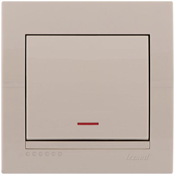 Выключатель одноклавишный Lezard Deriy с подсветкой 10 А 250В IP20 кремовый