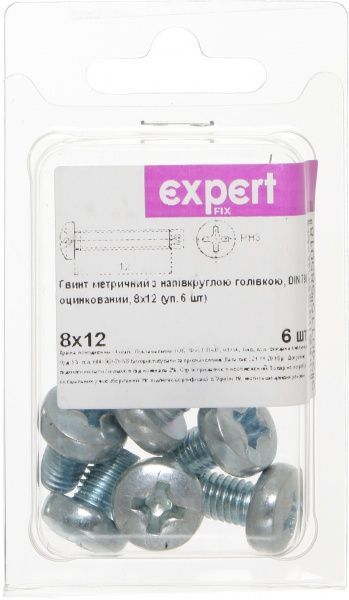 Гвинт метричний ЦБ DIN7985 8x12 мм 6 шт Expert Fix