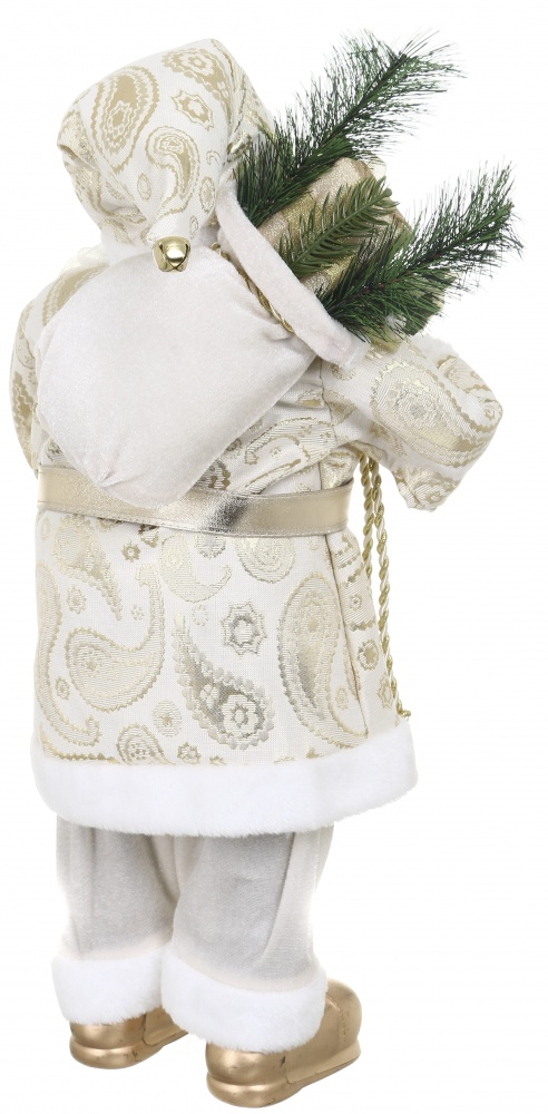 Декоративная новогодняя фигура Санта с подарками бело-золотой 60 см