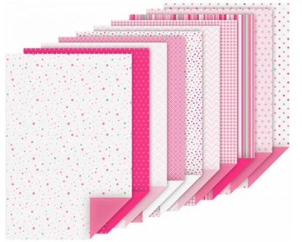 Набір дизайнерського паперу рожевий матовий 20 шт А4 (21х29,7 см) 100-220г/м2 Heyda