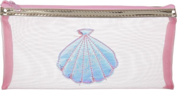 Пенал школьный Ракушка розовый с рисунком