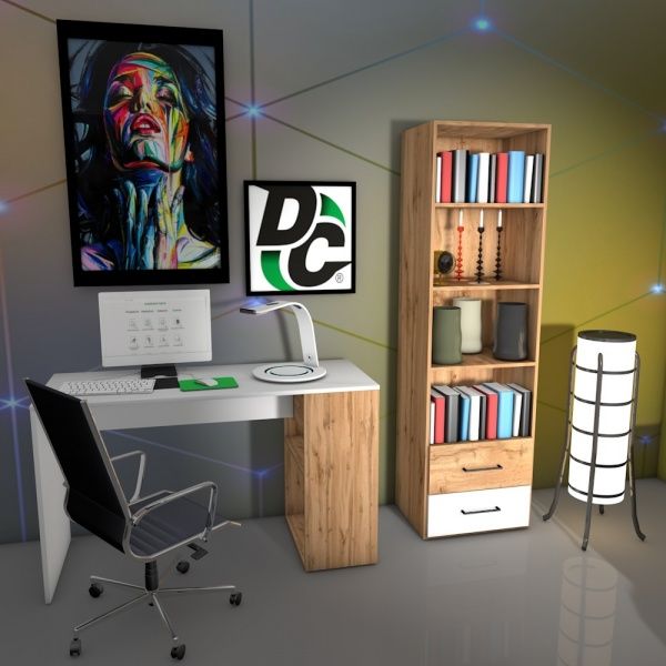 Етажерка пристінна DC 1800х500х400 мм дуб тахо/білий (Пабло)