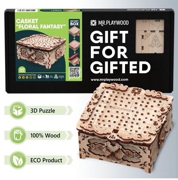 Дерев'яний 3D-конструктор Mr.Playwood скринька «Квіткова фантазія» 10607