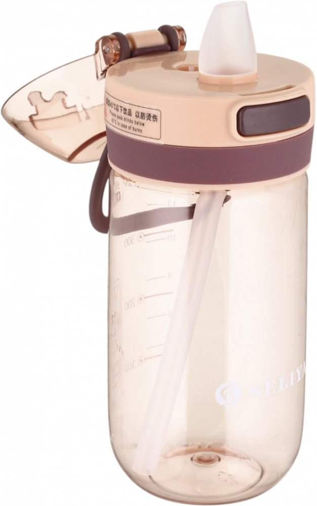 Пляшка для води SELIYA 500 мл з соломинкою та ремінцем колір в асортименті