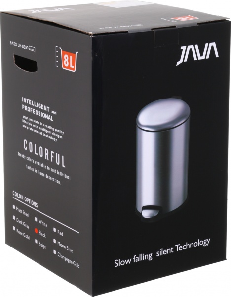 Ведро с педалью Java JH-8853 — 8L black SOFT CLOSE